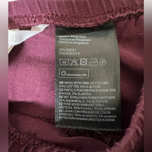 H&M maternity leggings, burgundy reddish purple thin stretchy pants size Medium - Picture 3 of 5